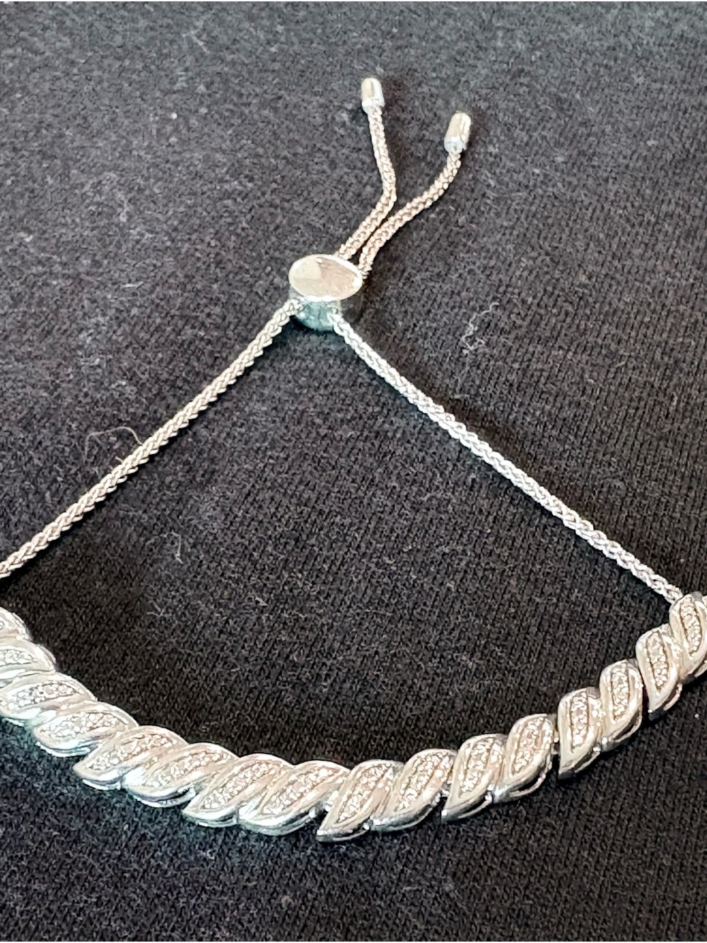 Kay Jewelers Silver Twisted Pavé Rope Bracelet - Silver - Picture 2 of 3